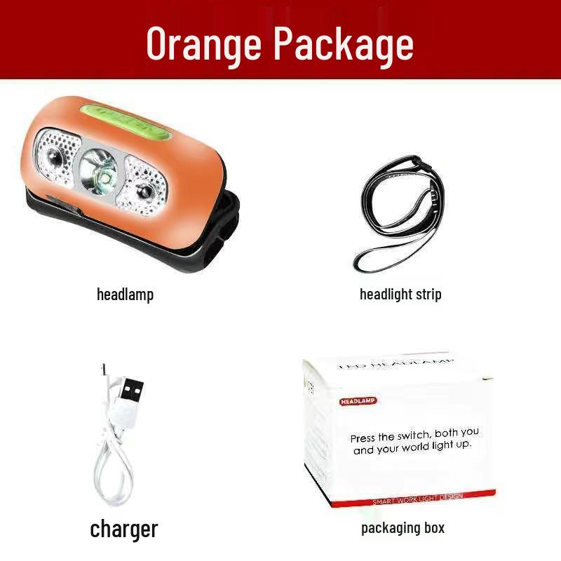USB Rechargeable LED Headlamp with Wave Sensor - Waterproof for Fishing & Camping
