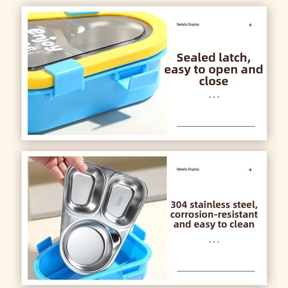 Triangle Thermal Lunch Box Divided Compartments Food Container Portable Insulated Bento Box  Picnic