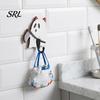 Small Bag Hanger for Bathroom Halloween Themed Wall Hook, Decorative Ghost Pattern Key Hanger, Self Adhesive Masks Backing Wood Base Hook Entryway