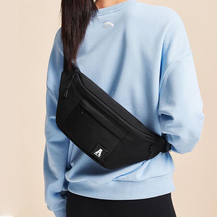 New Anta Canvas Shoulder Bag, Crossbody Bag, Canvas Bag, Sling Bag, Fanny Pack Regular Unisex Basic Black 992358141R-1