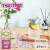 TOKITIME Värmetålig Glas Tekanna, Karaff, Vattenflaska, Kanna för Kornte, Svart Te, Juice, 304 Rostfritt Stål Sil, med Handtag,