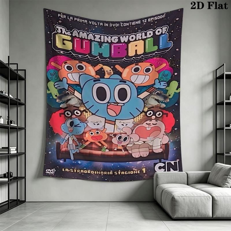 The Amazing World of Gumball Wall Tapestry Aesthetic Wall Hanging Printed Fabric Blanket Decorative Tapestries for Bedroom Living Room Home Decor