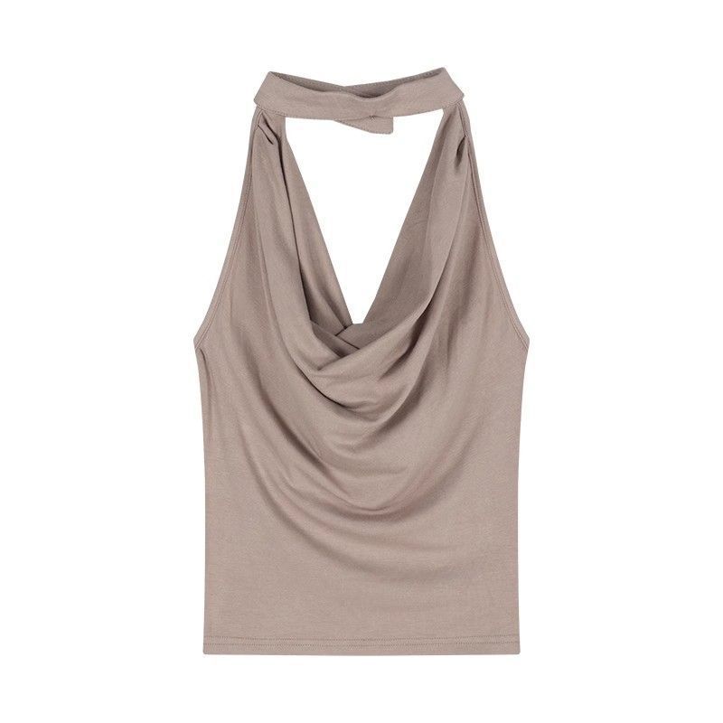 Black Pure Desire Spice Girl Neck Swing Neck Vest Women's Summer Waist Skinny Design Short Sexy Halter Top