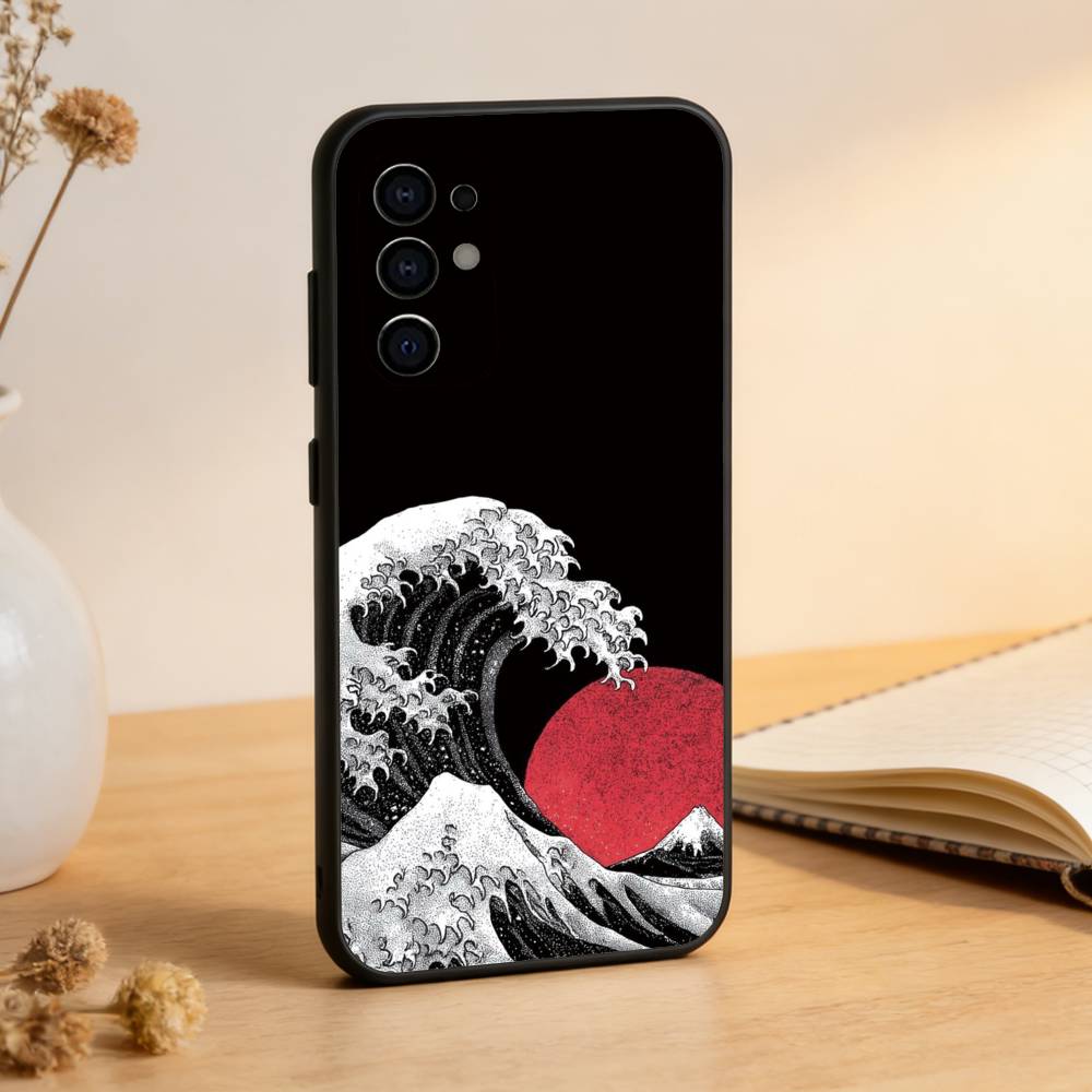 

The Great Wave Off Kanagawa Phone Case Black Silicone Soft For Samsung S25,S24,S21,S22,S23,S30,Ultra,S20,Plus,Fe,Lite Samsung S225G