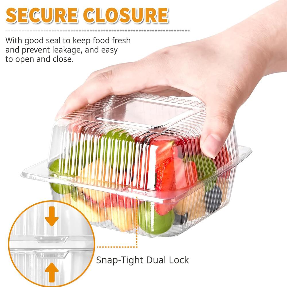 Clear Plastic Containers with Lids for Food, Thickened Disposable Sandwich Containers Clamshell Boxes for Cake Slice, Dessert