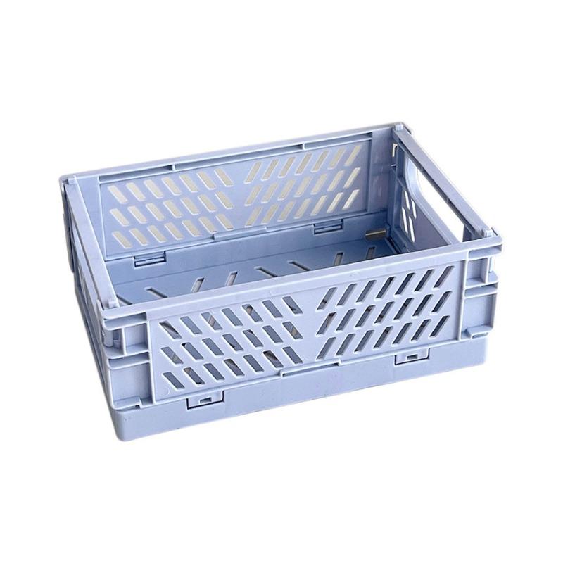1Pc Mini Folding Plastic Storage Box Student Desktop Finishing Handbook Tape Stationery Folding Basket Storage Basket