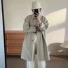 Trench Coat Women's Splicing Tooling Simple Medium and Long Coat Fashion Simple Mid-length Oversize Ladies Windbreaker Jacket