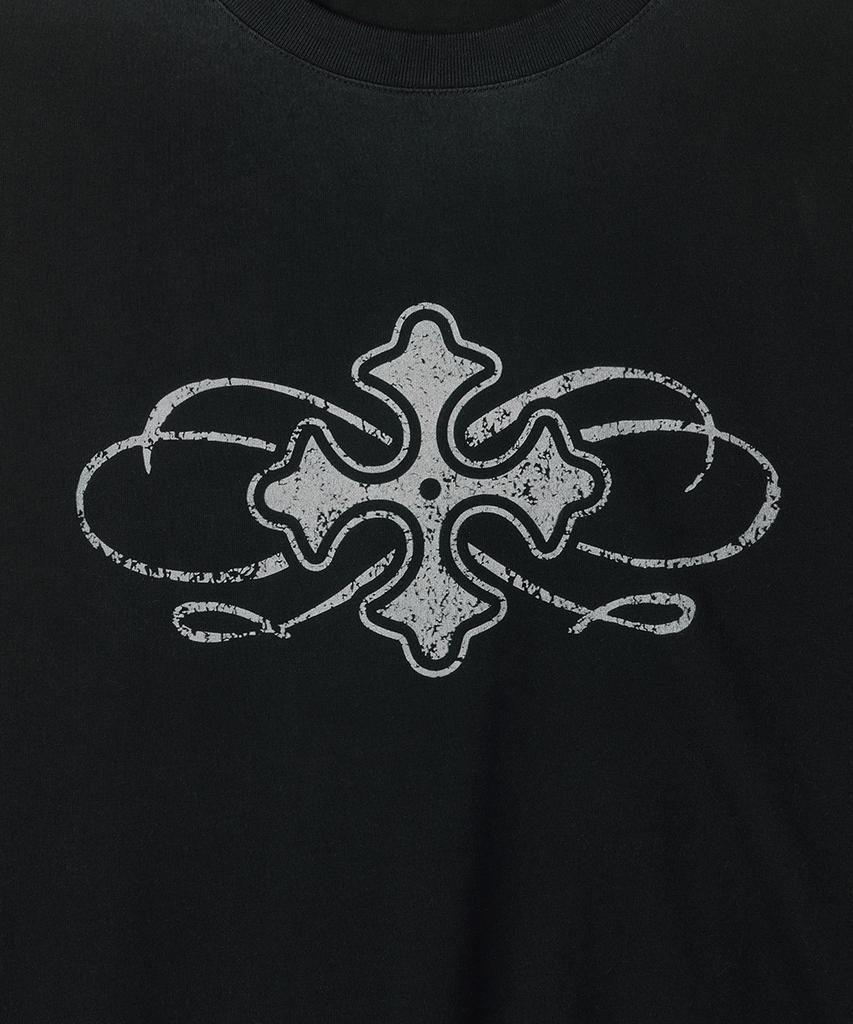 MAISON MINED Celtic Cross Long Sleeve Washed Black