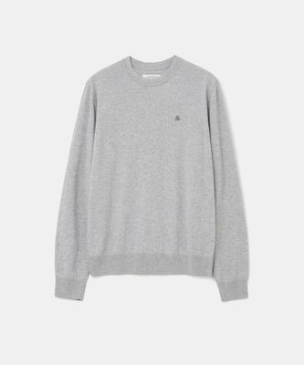 UNIFORM BRIDGE Silk Blended Crew Neck Knit Light Melange Gray