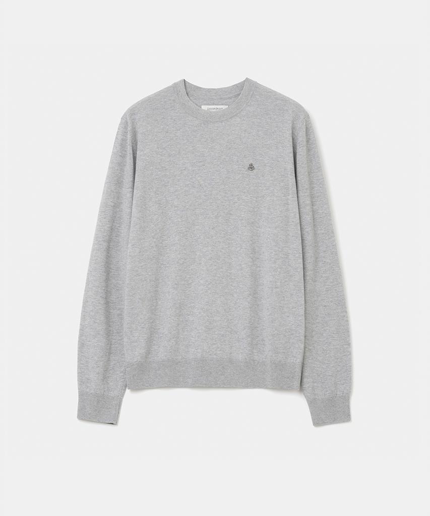 UNIFORM BRIDGE Silk Blended Crew Neck Knit Light Melange Gray