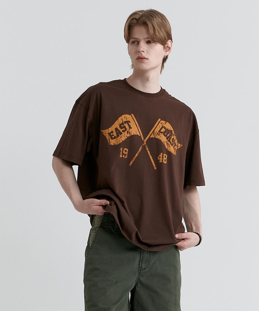 MAGOODGAN Swagver 3598 East Coast Oversized Brown Short Sleeve Tee