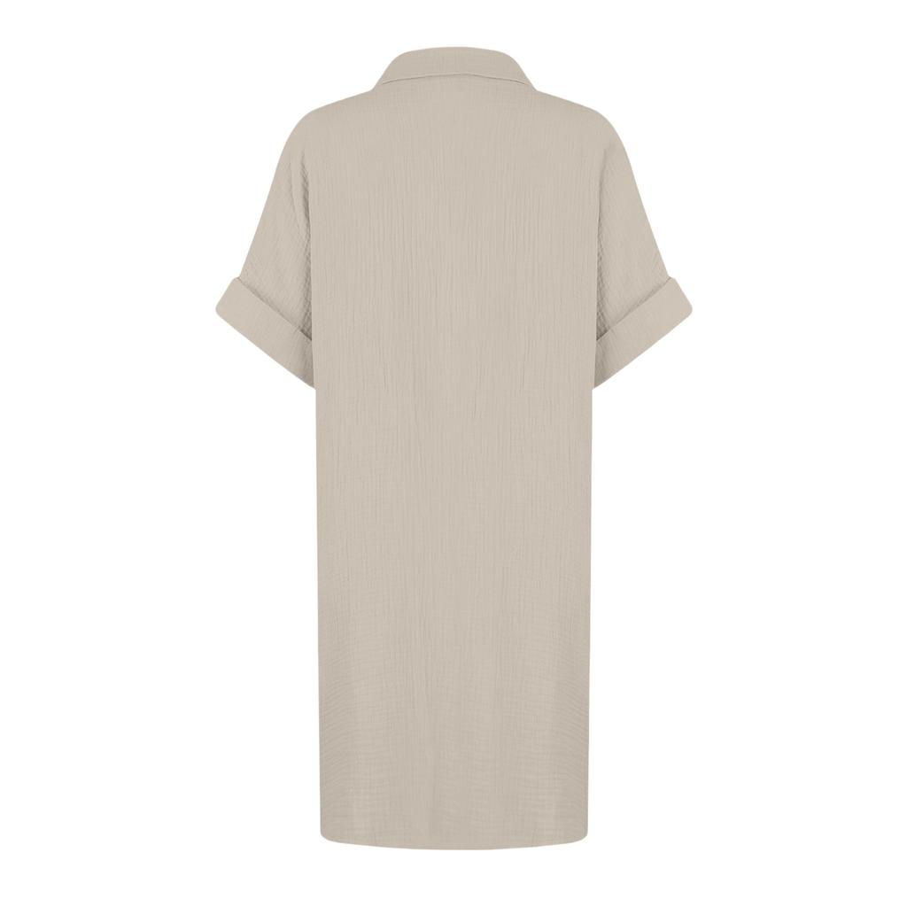 Fashion Women's Summer Casual Short Sleeve V-Neck Button Dress