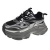 Dad shoes new autumn and winter velvet black shoes thick-soled heightening casual sports shoes