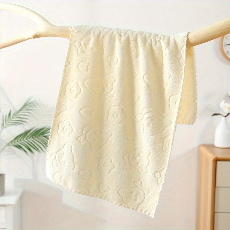 Set of 5 Cute Cartoon Bear Floral Embossed Towels, Soft Absorbent Quick Drying Face Towels, Bathroom and Home Essentials, for Home, Outdoor, RV