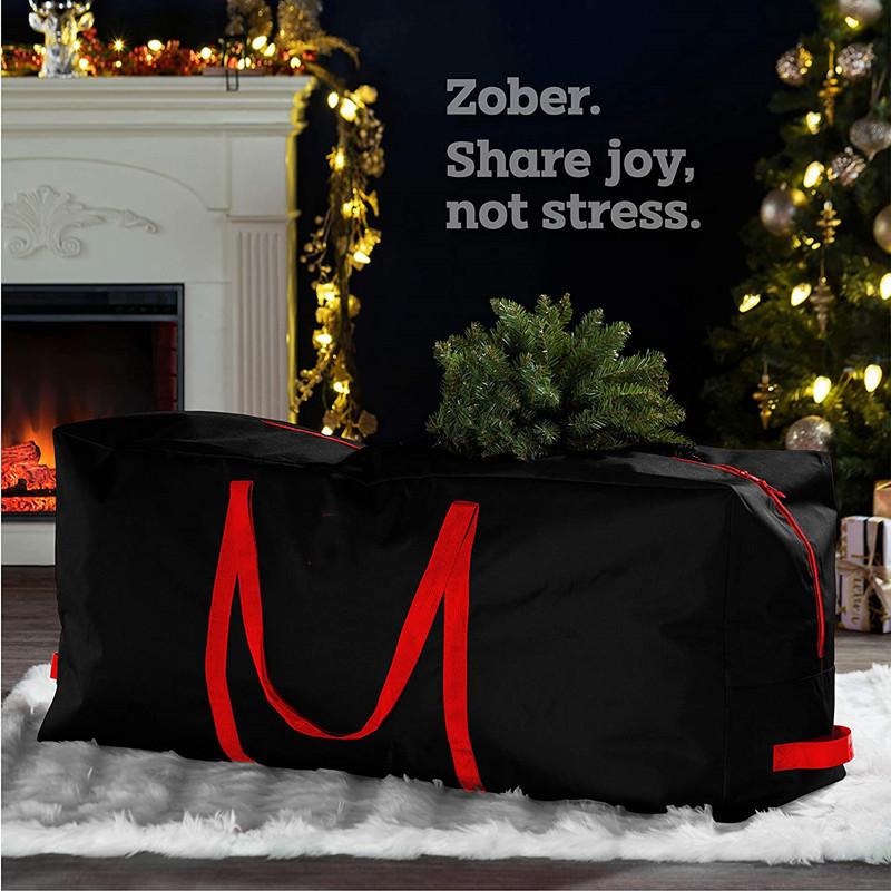 Storage Bag for Christmas trees Durable Tarp Material Zipper Sturdy Carry Handles for Seasonal Holiday Wreath Decorations