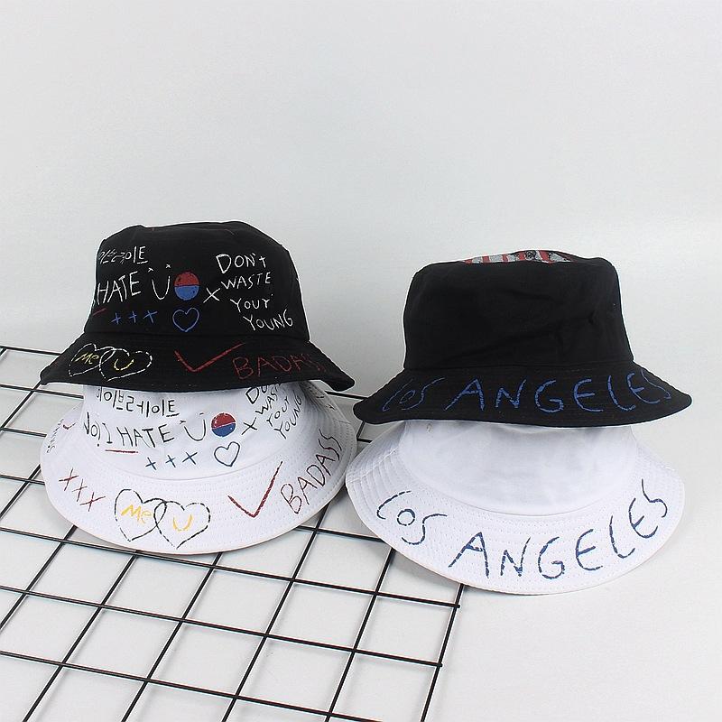 New Graffiti Letter Bucket Hat Men and Women Hip Hop Hip Hop Hat Outdoor Sunscreen Sun Hat Tide