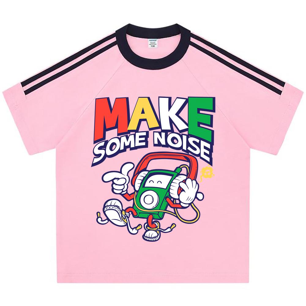 

Kids 100% Cotton T-shirts Boys And Girls 200 GSM Cotton Tees cute headphone Cartoon Print Child Tshirts 110 абрикосовый