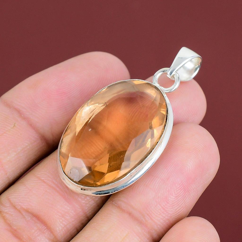 Faceted Morganite Pendant 925 Sterling Silver Pendant Handmade Pendant Morganite Genuine Gemstone Jewelry Anniversary Gifts Designer Pendant