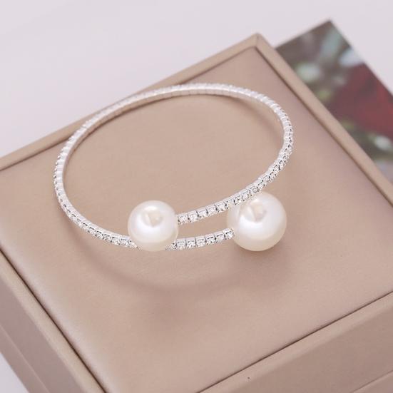 Yousheng 1 Set Women Jewelry Set Faux Pearl Polished Contrast Color Opening Rhinestone Body Decoration Adjustable Ear Stud Clavicle Necklace Jewelry