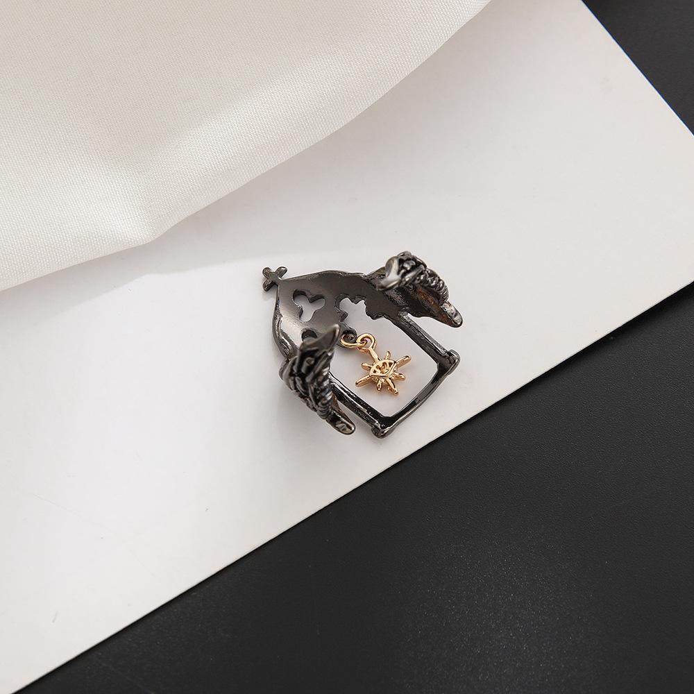 Retro Medieval Castle Adjustable Open Ring For Women Punk Gothic Edgy Couple Jewelry Vintage Unisex Accessories Gift for Lovers