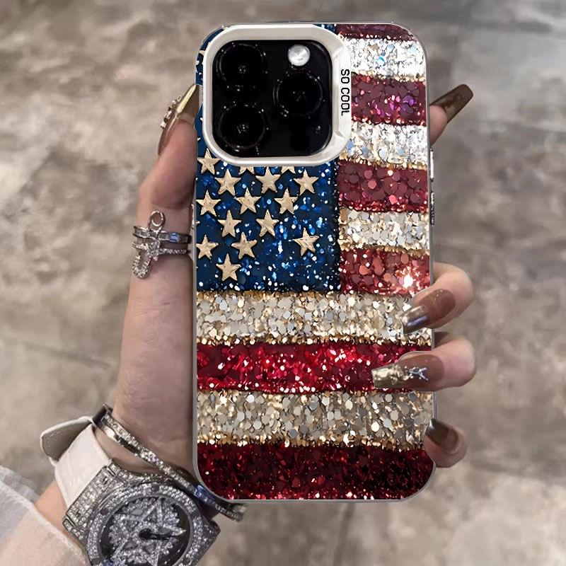 American Flag Pattern Design IMD Phone Case For iPhone 17 16 Pro Max 15 Plus 14 13 12 11 17Air 16E XS X XR Shockproof Hard Cover
