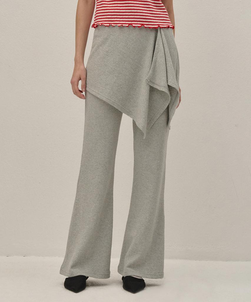 Kamino Terry Wrap Skirt Bootcut Pants Gray