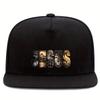 JESUS Lion and Cross Graphic Snapback Cap Bold Religious Streetwear Flat Brim Baseball Hat Adjustable Unisex