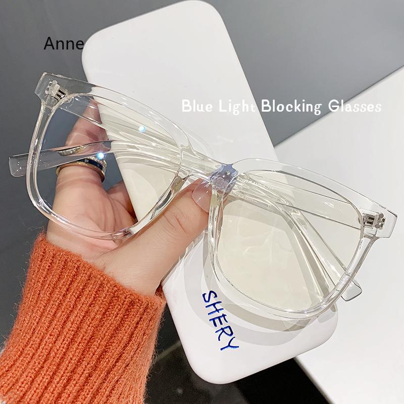 Anti-Blue Light Glasses for Women Men Transprent Big Square Frame Blue Light Blocking Computer Eye Protection Glasses Googles