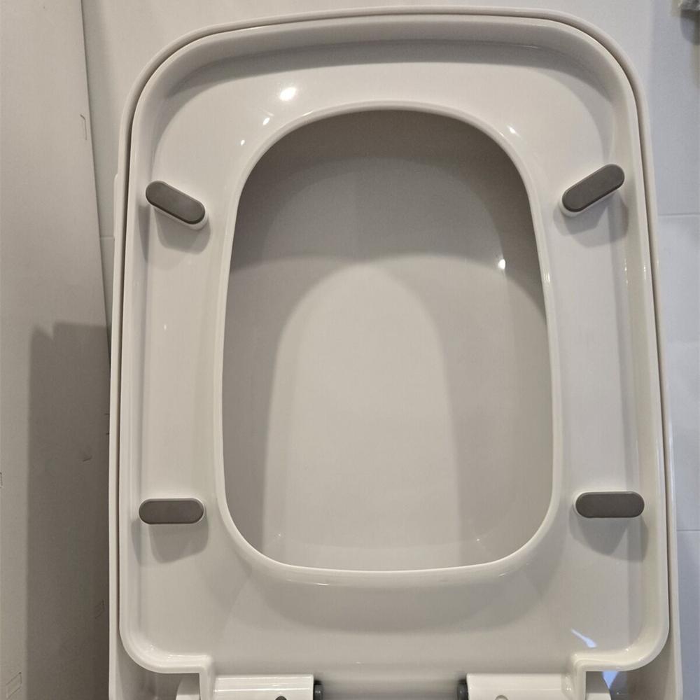 Square Toilet Seat Cover Rounded Square Shape Board Quick Release White Toilet Lid