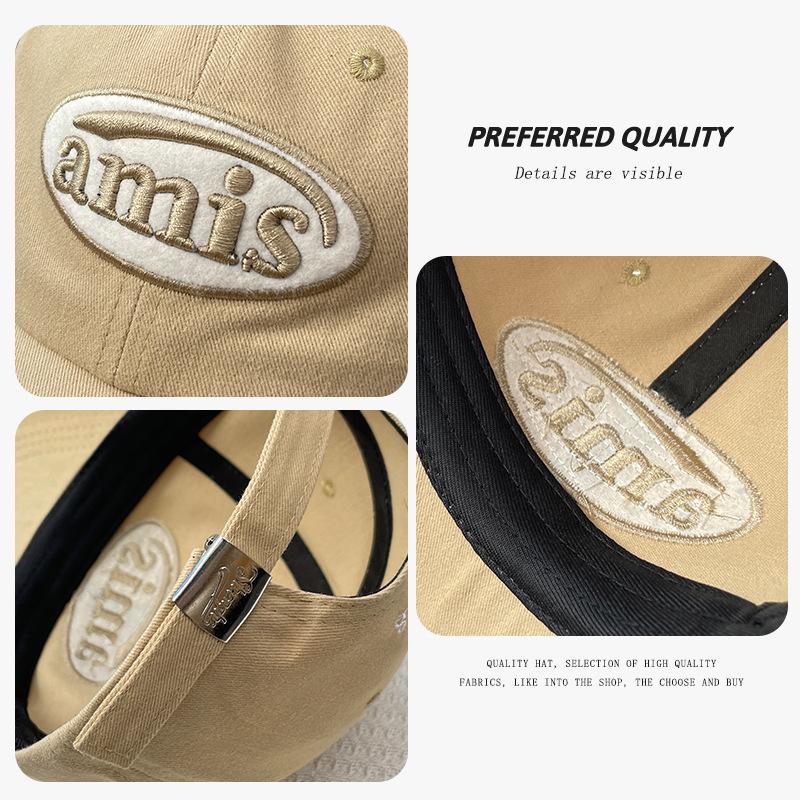 Baseball Cap Women's Four Seasons Casual Versatile Big Head Circumference Show Face Small Soft Top Cap Alphabet Embroidered Sun Cap