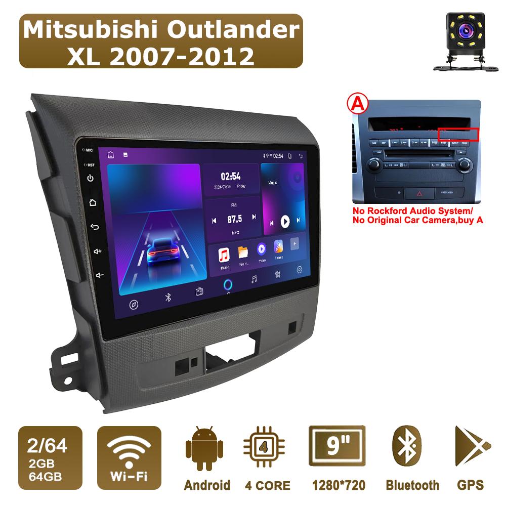 

Android Car-Play Car Radio For Mitsubishi Outlander XL 2007-2012 Multimedia Player Head Unit Stereo GPS Navigation BT WIFI,2+64GB A чорний