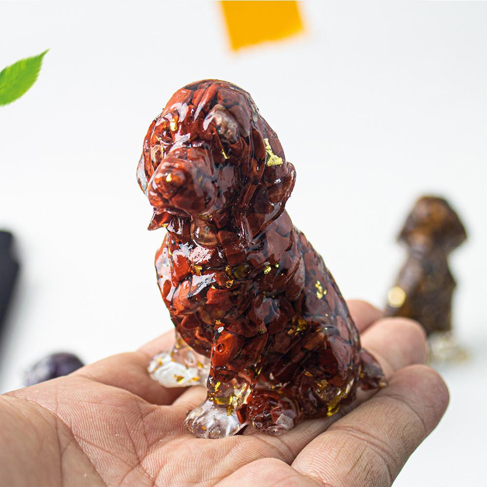 Water Crystal Resin Dog Figurine With Goldendoodle Design For Office Decor And Home Display