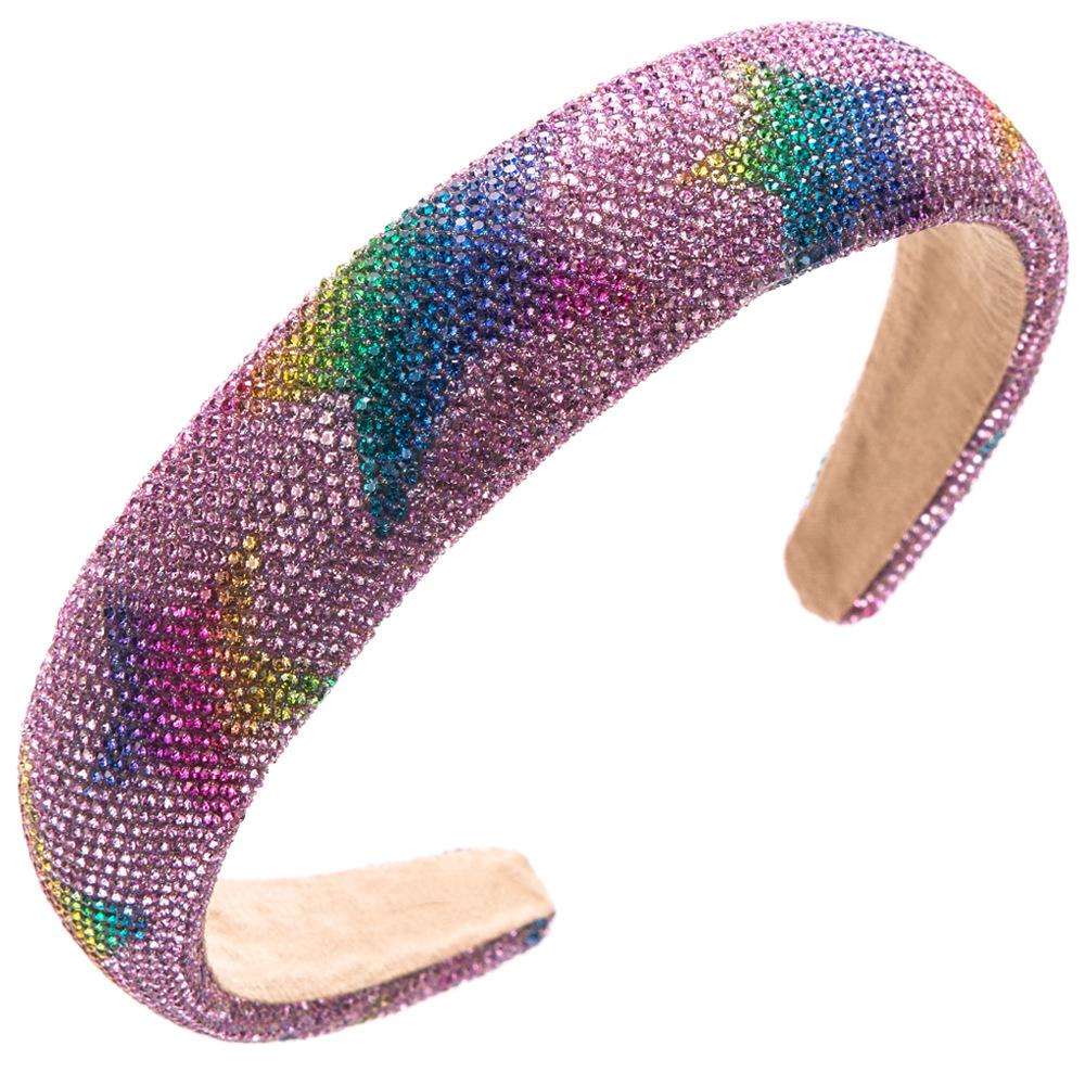 European and American New Super Flash Rhinestone Five-Pointed Star Hairband Fashionable High-Grade Versatile Sponge Headband