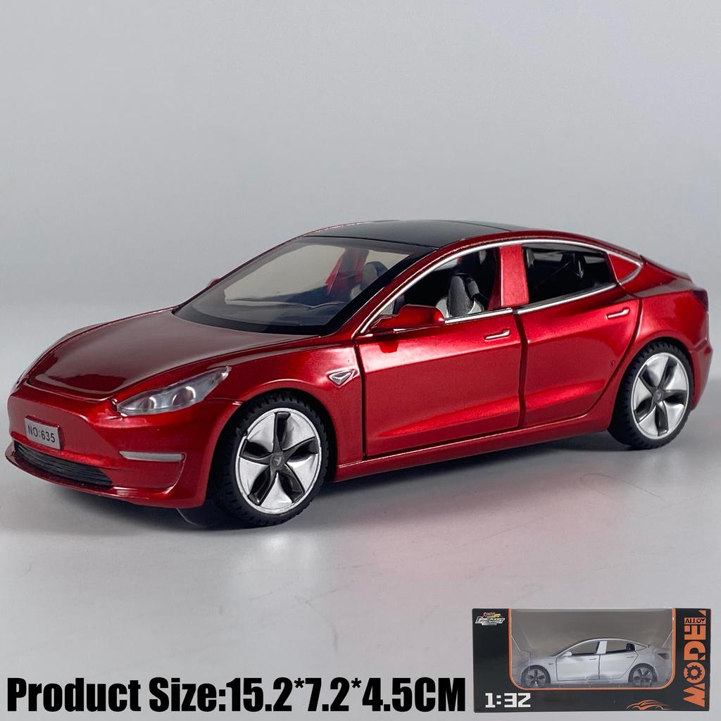 1:32 Model 3 Mid-size Luxury Sedan Alloy Metal Diecast Model Car Simulation Miniature Holiday Present & Home Trendy Ornament Toy