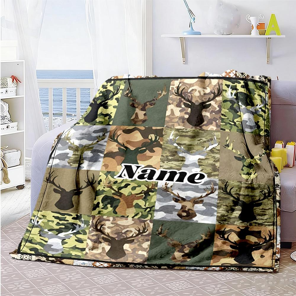 Deer Style11 Personalized Name Blanket Throw Customizable Blanket Comfortable Throw For Living Room Office Chair Livingroom Picnics All-Season Use
