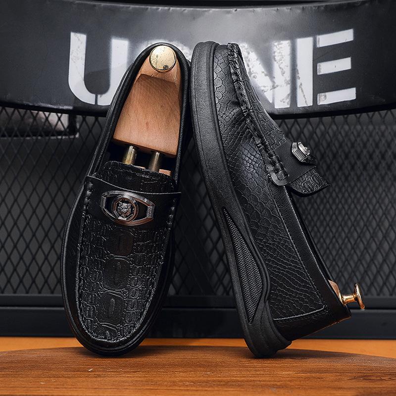 

Весна 2024 новые кожаные туфли мужские летние дышащие мягкие подошвы туфли Doudou британские увеличивающие рост нескользящие повседневные кожаные туфли мужская обувь 44