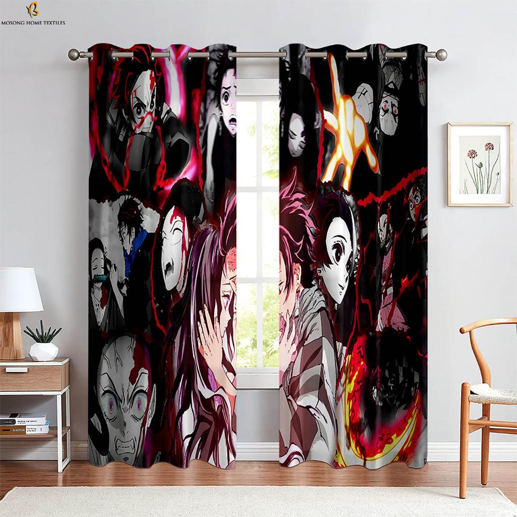 Anime Cartoon Printed Curtains Pink Japanese Curtains Suitable For Bedroom Living Room Kitchen Children's Room Curtains Window