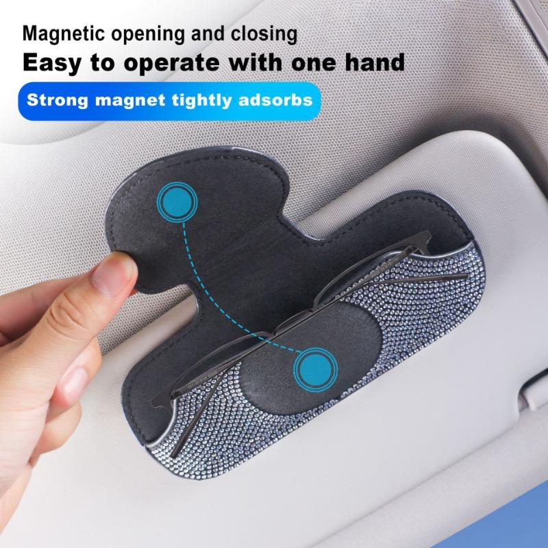 

Футляр для автомобильных очков Diamond Crystal, держатель для солнцезащитных очков, держатель для карточек, универсальные аксессуары для салона автомобиля чёрный