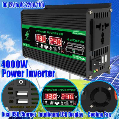 4000W Car Van Power Inverter Modified DC 12V To AC 110V/220V Charger Converter 2 USB with LED Display