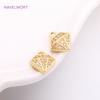 14K Gold Plating Diamond Charms,Supplies For Jewelry Making Brass Metal Inlaid Zircon Hollow Diamond Pendants Wholesale