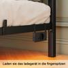 140x200 cm, Double Bed Frame with LED Lighting and Charging Station, Headboard, Metal Bed, Robust and Stable, Easy Assembly (without Mattress