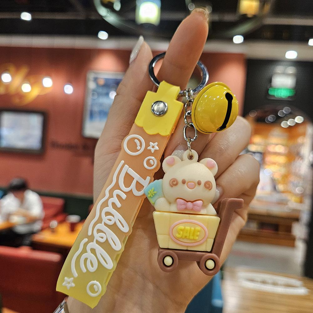 Creative Small Animal Shopping Cart Car Keychain Pendant Cartoon Doll Couple Pendant Exquisite Keychain
