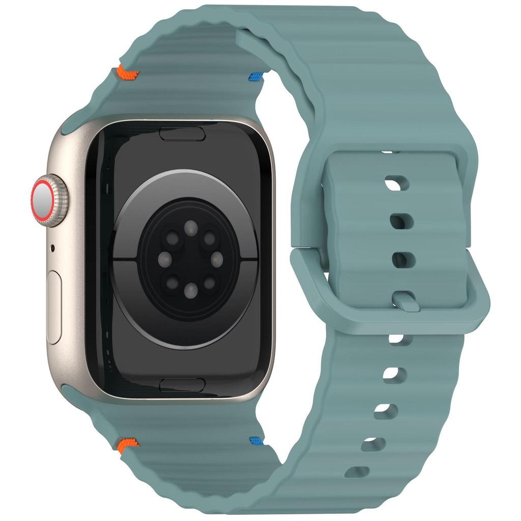 Wave Pattern Silicone Strap: Compatible with Apple Watch Series 7/8/9/10, Colorful Buckle, Ultra Replacement Wristband