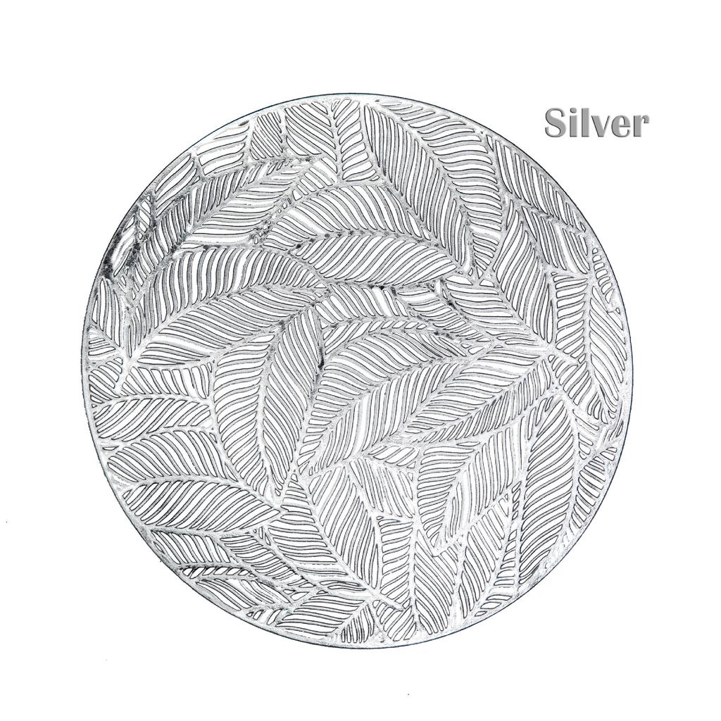 Leichter Luxus runder kreativer Blatt-Hohlfolien-Gold- und Silberfolien-Esstisch-Hitzeschutzmatte Topfuntersetzer PVC-Spritzguss-Anti-Scald-Design