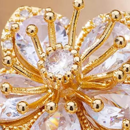 Damenring, glänzender Zirkonia, Blumenform, Fingerring, verstellbares Design, Ring, exquisite Verarbeitung, Schmuckstück