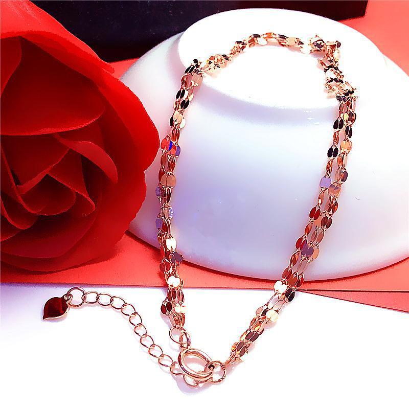 

Purple Gold-Plated Rose Gold Three-Layer Kiss Chain Bracelet, Korean Version Of Fashionable And Exquisite Personality Trendy And Shiny Gold Jewelry