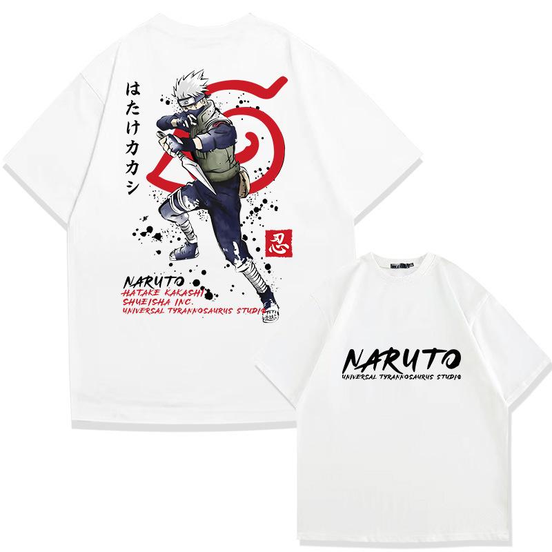 Childrens Tshirt Summer Japanese Anime Kasi Naruto Pure Cotton Double Sided Printed Parent Child Casual Loose Tshirt L