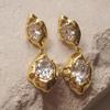 Huitan Delicate Women Gold Color Charming Drop Earrings for Luxury Wedding Anniversary Trendy Accessories Jewelry Gift with CZ