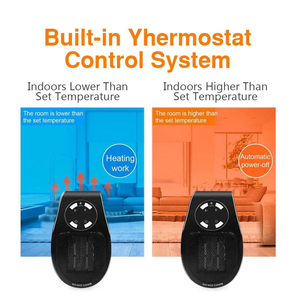 500W heaters for indoor use, portable heater, wall mounted heater with adjustable thermostat timer, small space heater, small portable space heater