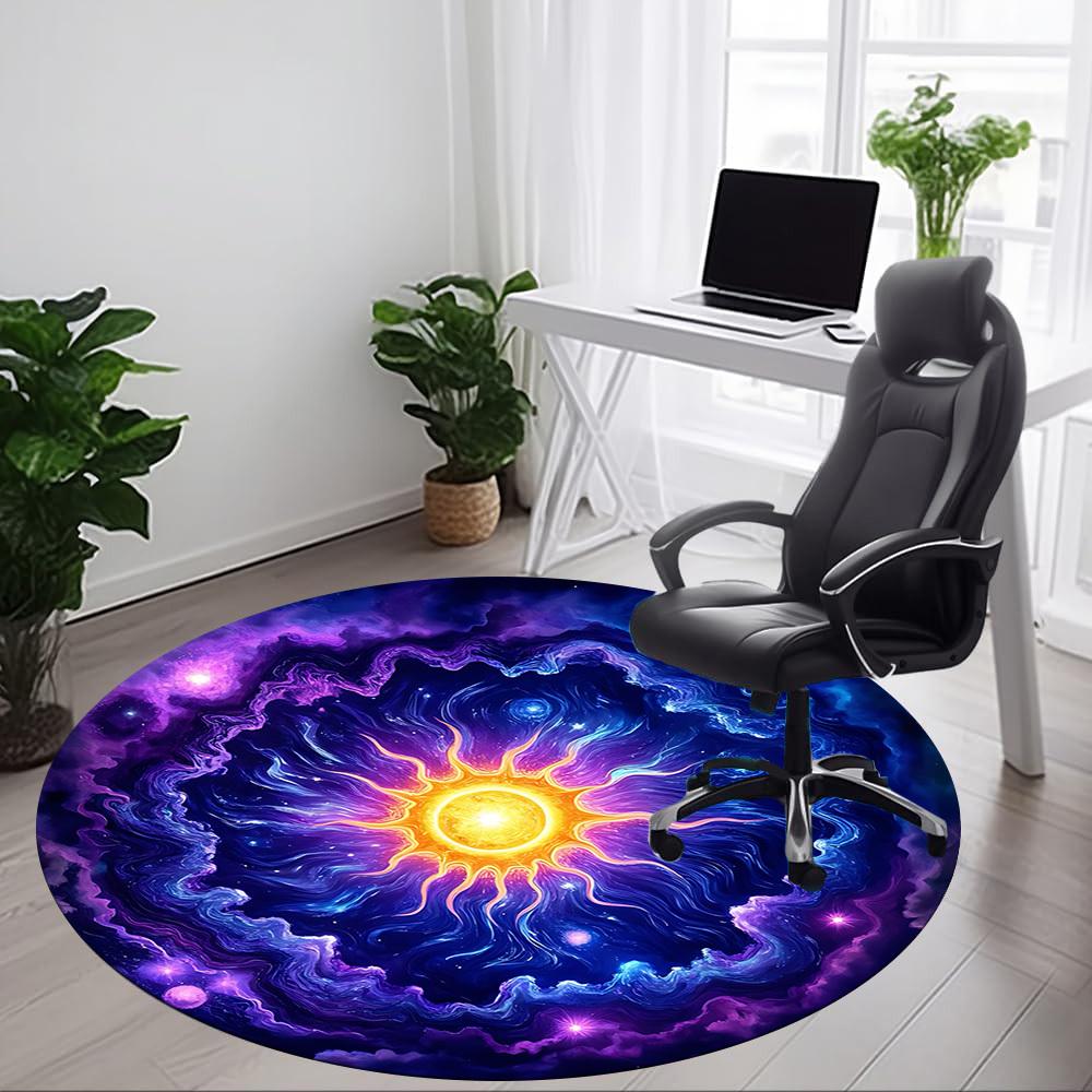 1pc Cosmic Mandala Carpet for Office Non-Slip, Round Carpet, Soft & Comfortable, Carpet for Office, Lightweight Round Floor Mat